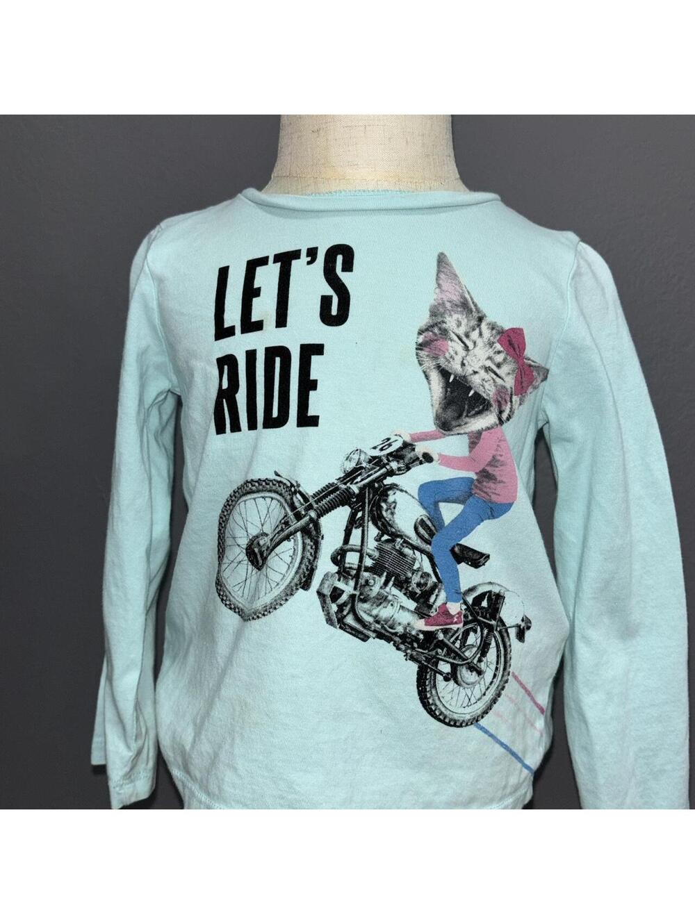Spotted Zebra Girls' Long Sleeve Let's Ride Motorcycle Print